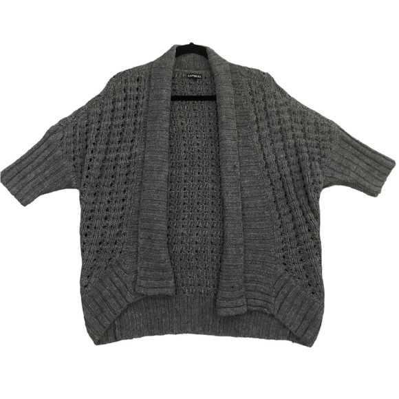 EXPRESS charcoal gray open front crochet sweater - Picture 4 of 4